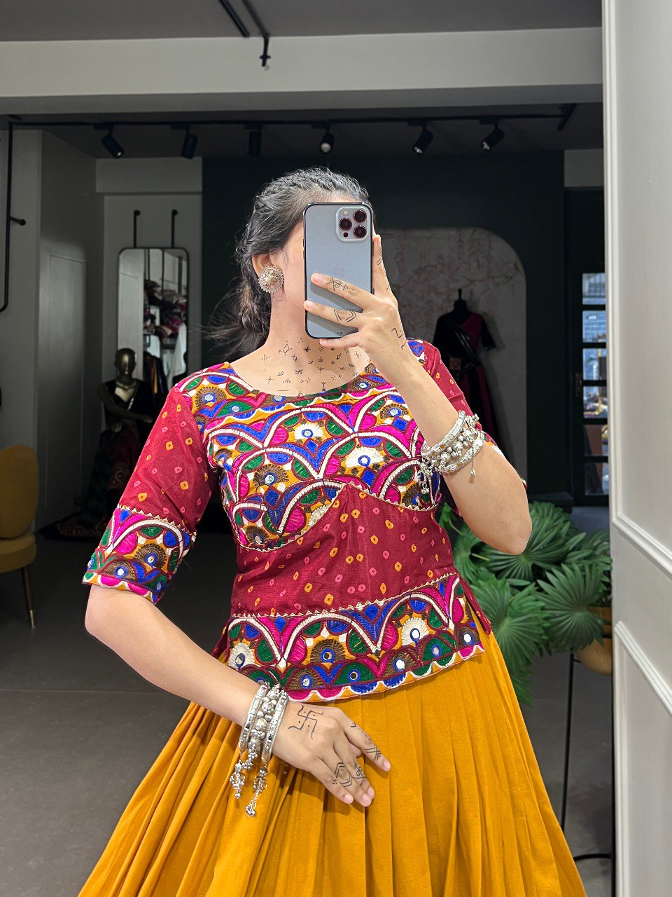 Lorenvalley Pure Cotton Mustard Plain With Gota Patti Touch Up Lehenga Choli | Grocsy