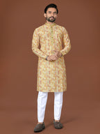 Anaita Yellow Lucknowi Silk Straight Kurta | Grocsy