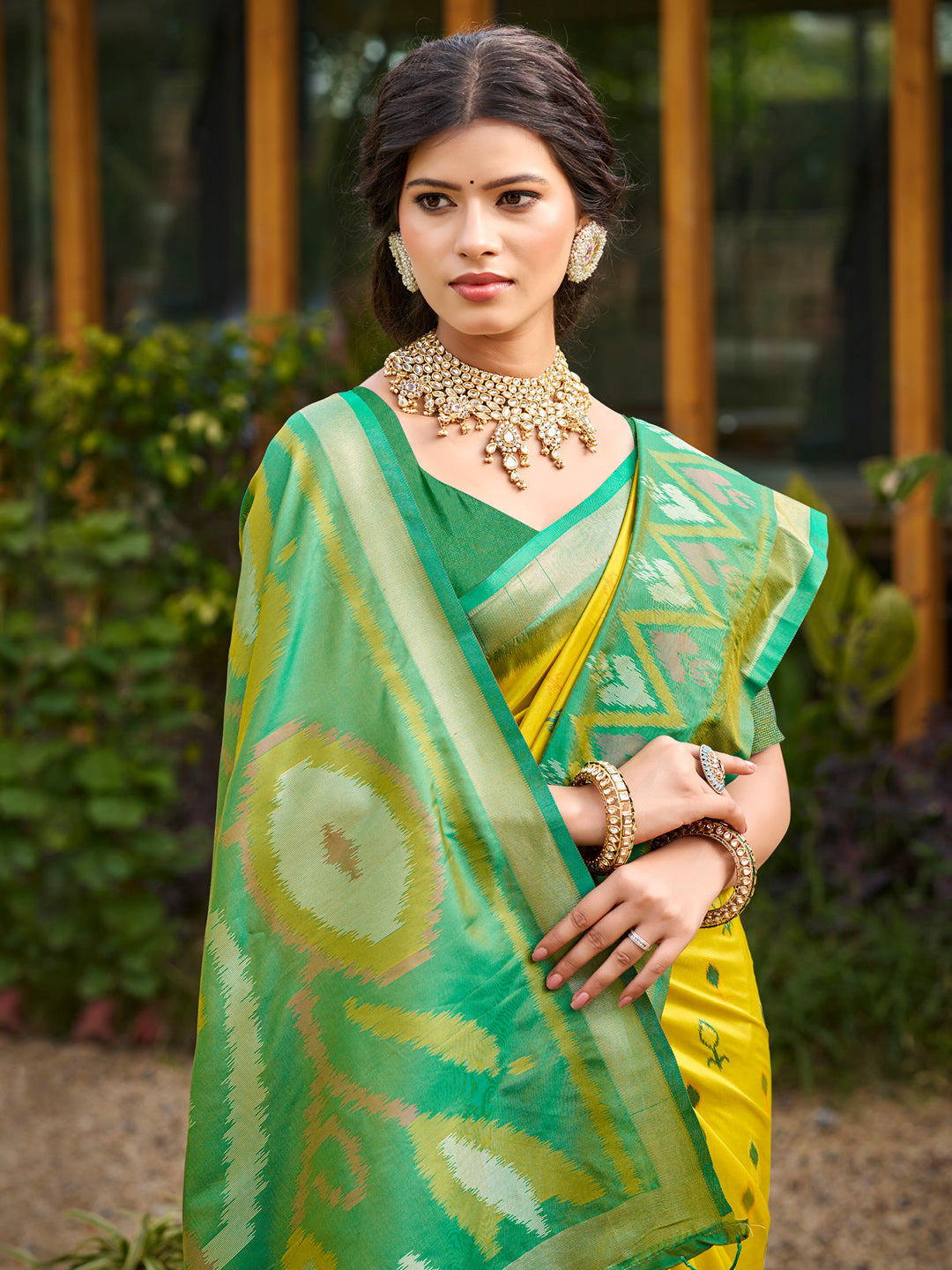 Anaita Mustard Soft Silk Saree With Floral Printed Work With Blouse | Grocsy