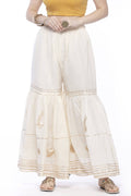 Mominos Fashion Cotton Off White Beautiful Gotta Work Sharara | Grocsy