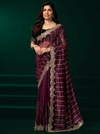 Joban Fashion Purple Net Party Wear Sarees | Grocsy