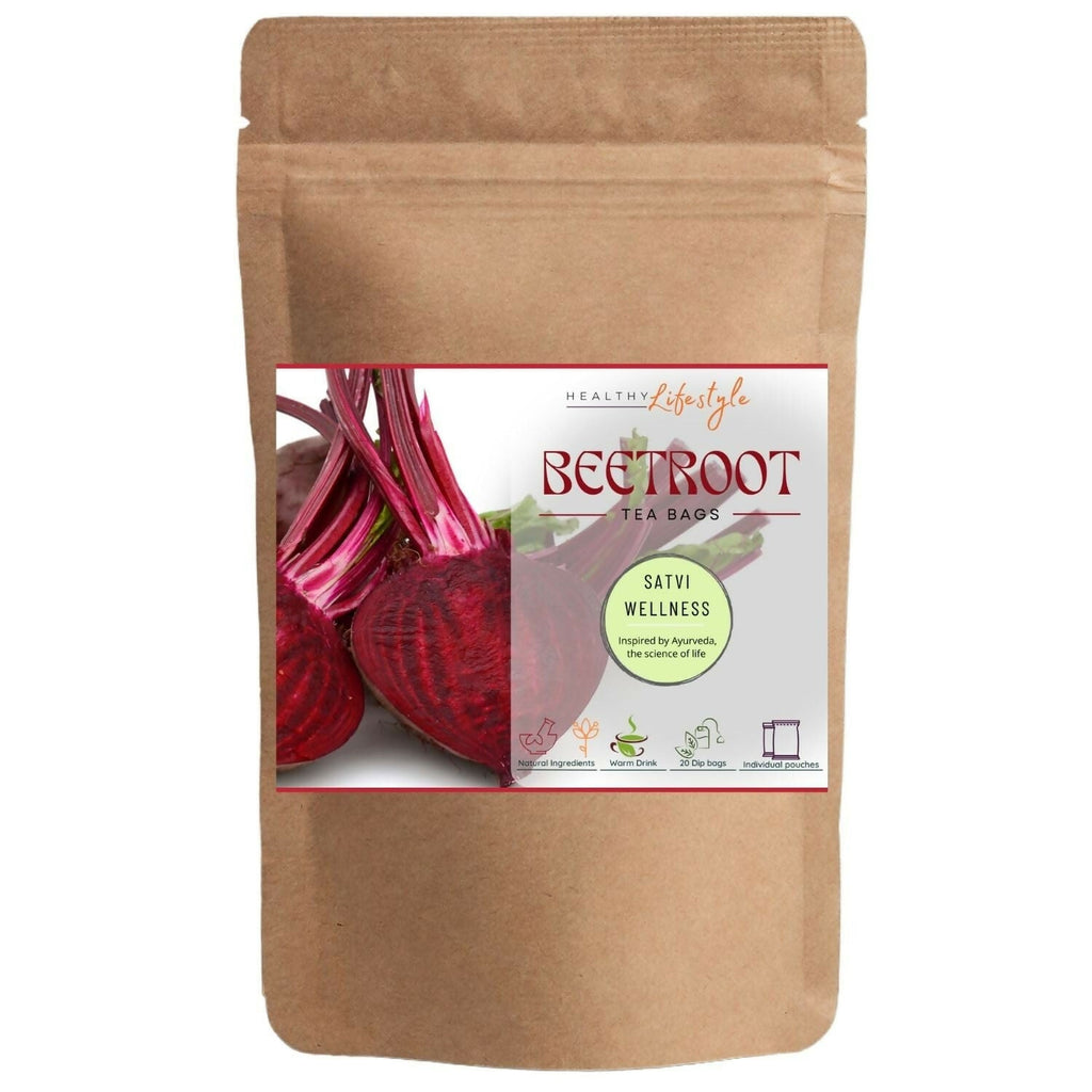 Satvi Wellness Beetroot Tea | Beetroot Tea Bags | Herbal Tea | Grocsy