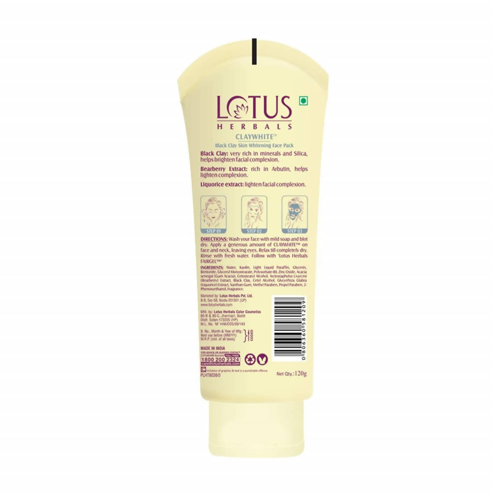 Lotus Herbals Claywhite Black Clay Skin Whitening Face Pack | Grocsy