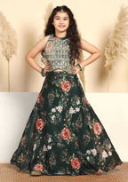 Joban Fashion Girl's Bottle Green Color Lehenga Choli | Grocsy