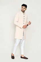 Joban Fashion Cream Colored Terry Rayon Fabric Indo Western With Straight Fit Pant | Grocsy