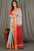 Exclusive Collection Beautiful Khadi Cotton Grey Handloom Saree | Grocsy