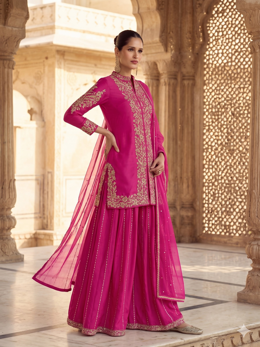Teeya Creation Womens New Trendy Silk With Heavy Embroiedery With Sequence Work Pink Kurta Set | Grocsy