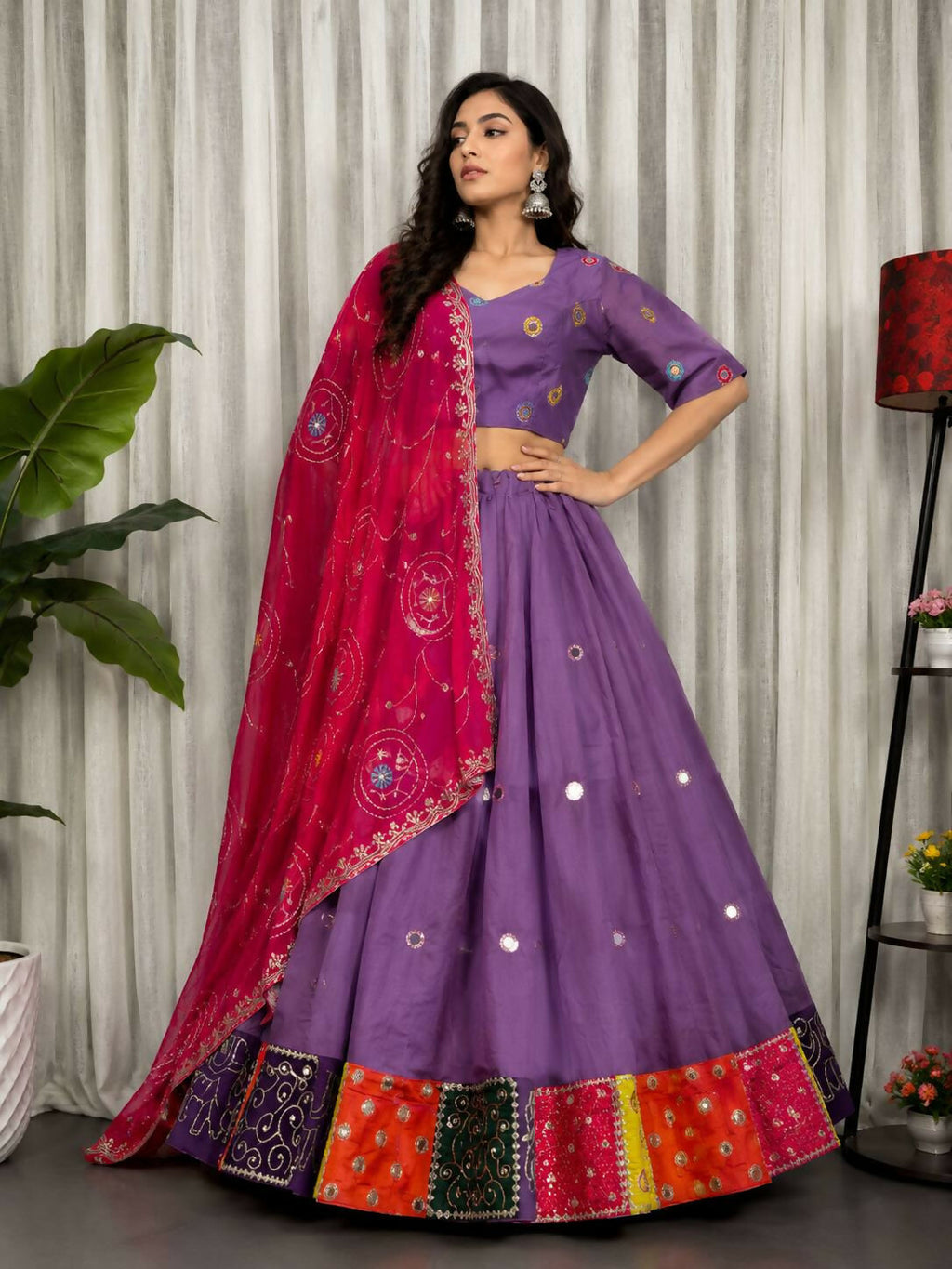 Lehenga Mart Lavender Designer Navratri Lehenga Choli for Women | Grocsy