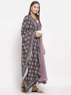 Myshka Women's Green Cotton Solid 3/4 Sleeve Round Neck Casual Kurta Dupatta Set | Grocsy