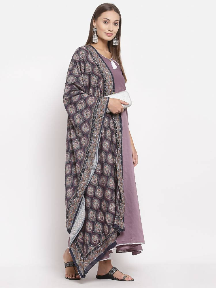 Myshka Women's Green Cotton Solid 3/4 Sleeve Round Neck Casual Kurta Dupatta Set | Grocsy