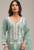 Anaita Light-green Embroidered Silk Stitched Salwar Suit | Grocsy