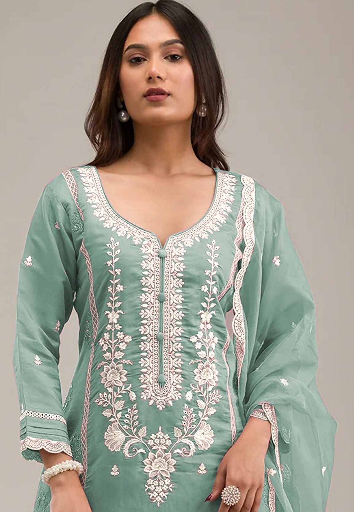 Anaita Light-green Embroidered Silk Stitched Salwar Suit | Grocsy