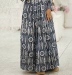 Aayaa Designer Printed Faux Georgette with Embroidery Zari Sequins-work Kids Gown | Grocsy