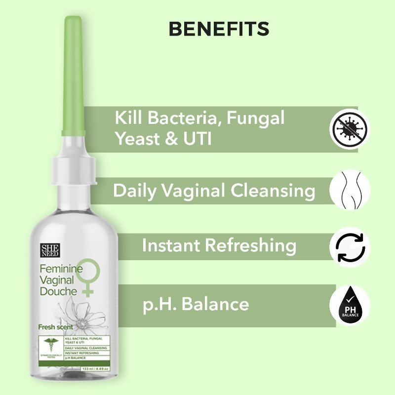 SheNeed Feminine Vaginal Douche-Fresh Scent- With Ph-3.5 | Grocsy