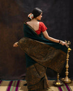 DEIANA'S Beautiful Designer Golden zari Soft Lichi Silk Saree - Green | Grocsy