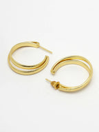 NVR Women Gold-Polished Alloy Circular-Shaped Half Hoop Earrings | Grocsy