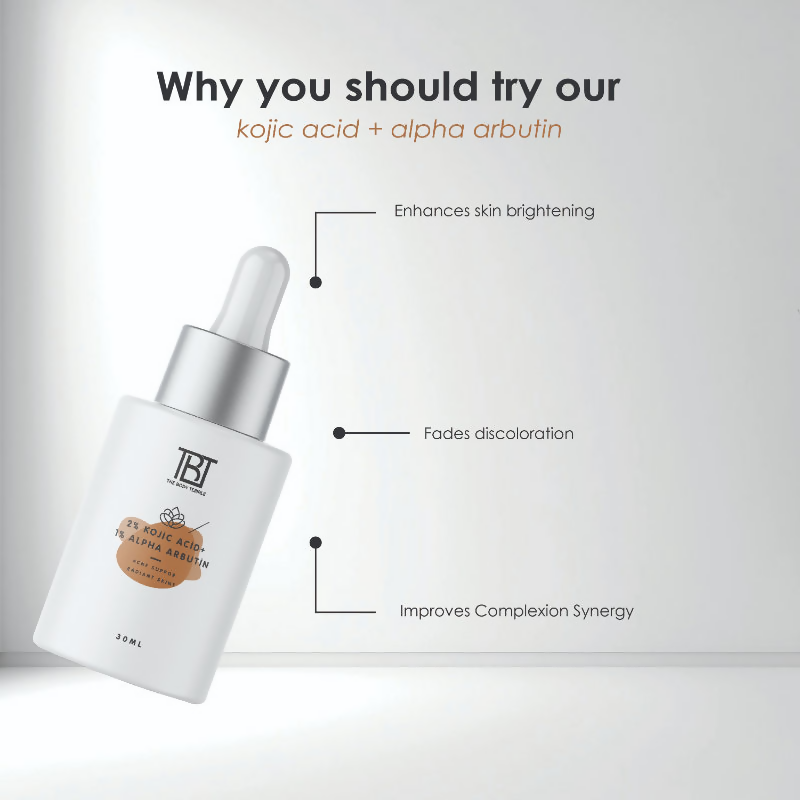 The Body Temple 2% Kojic Acid + 1% Alpha Arbutin Face Serum | Grocsy