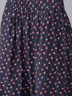 Yufta Women Navy Blue & Pink Ethnic Motifs Printed Pure Cotton Kurta with Trouser | Grocsy