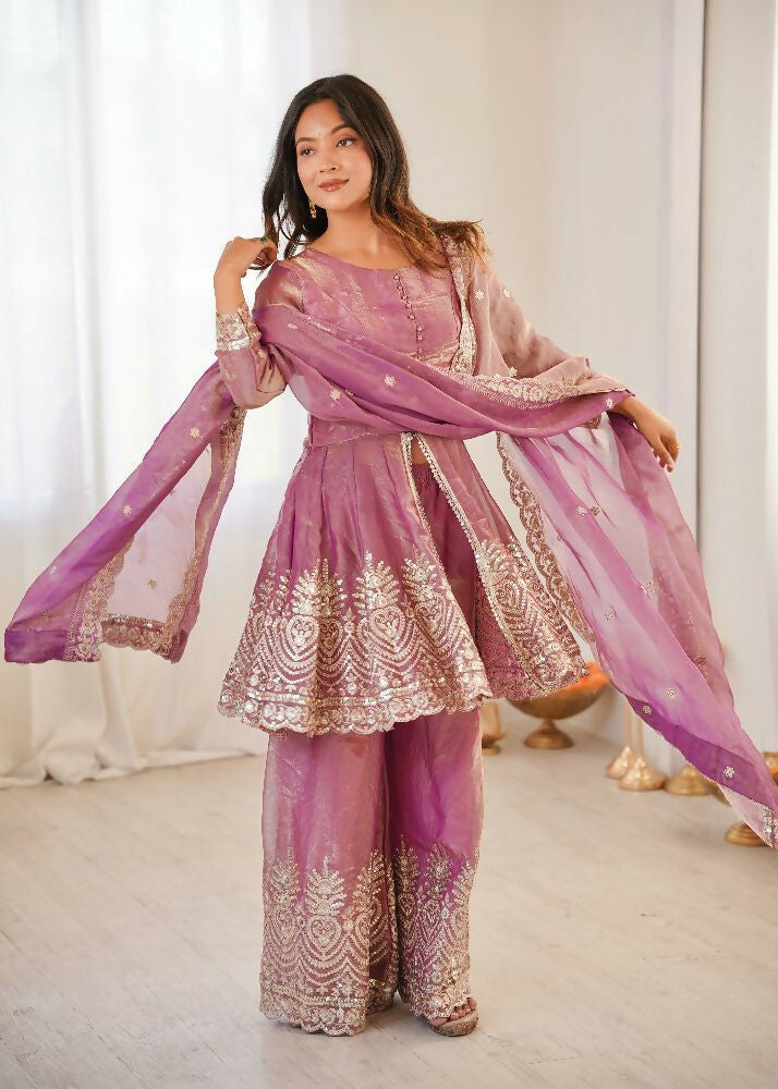Teeya Creation Pink Color Fendy Satin Silk Embroidery Work Party Wear Salwar Suit | Grocsy