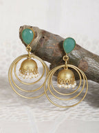 Joban Fashion Women Round Shape Matte Gold Earrings | Grocsy