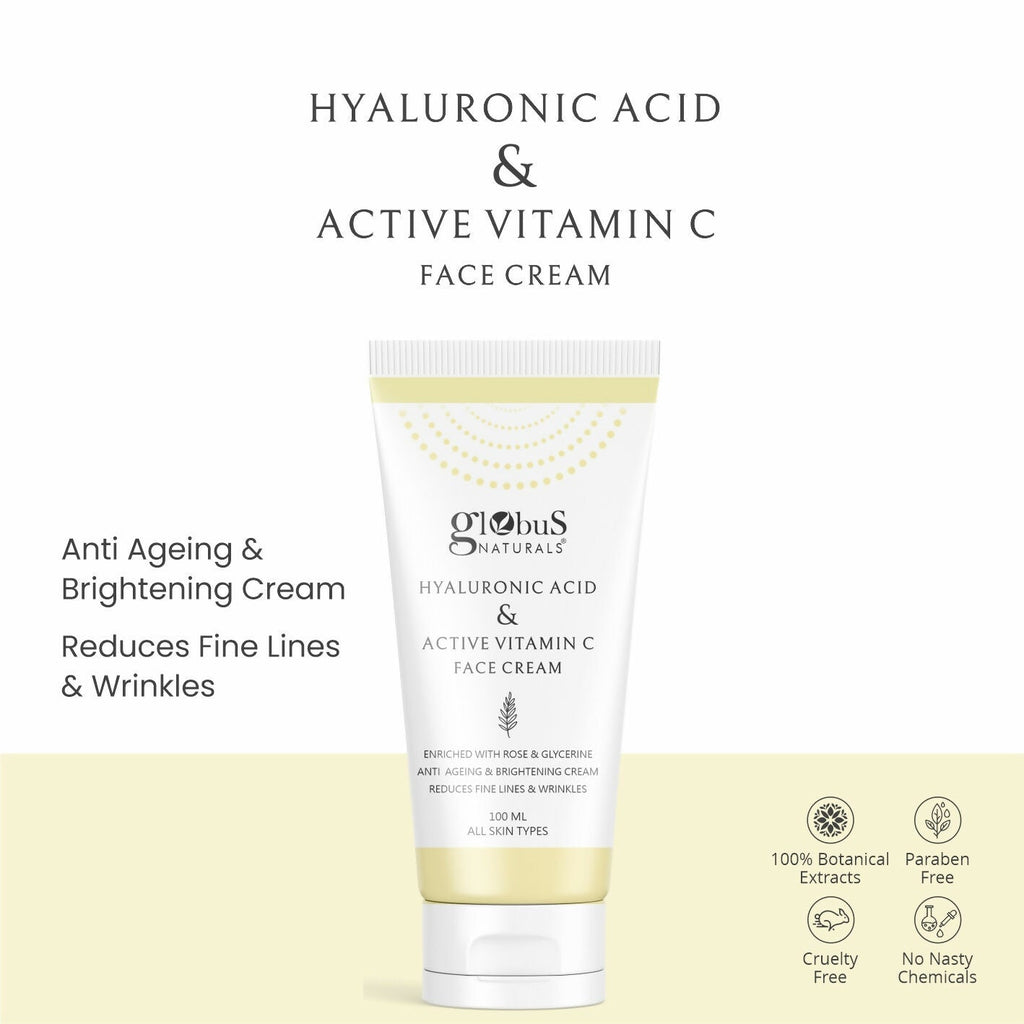 Globus Naturals Hyaluronic Acid & Vitamin C Anti Ageing Face Cream | Grocsy