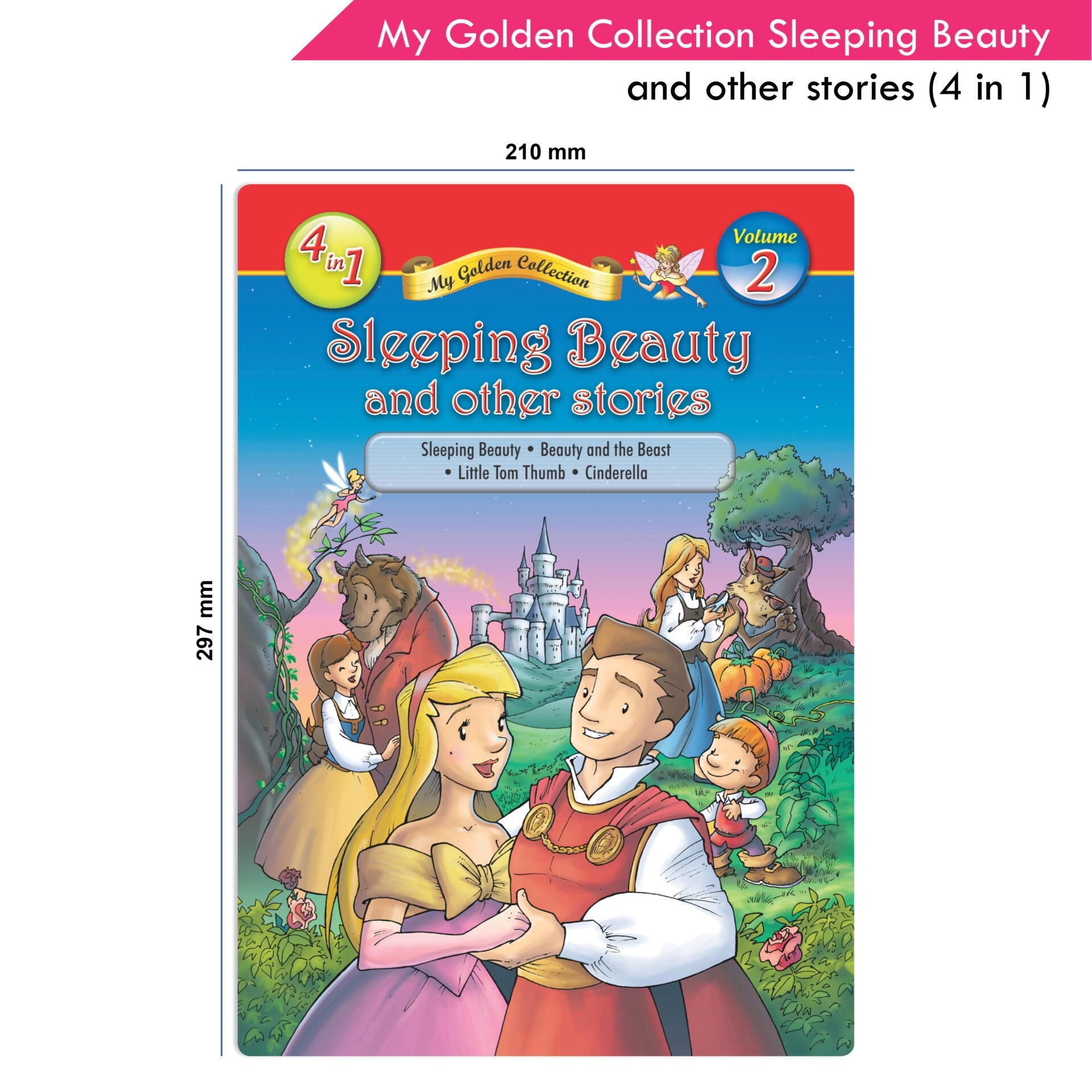 Jolly Kids My Golden Collection Volume 2 Sleeping Beauty and Other 4 in 1 Stories| Bedtime Story Book| Ages 2 - 8 Year | Grocsy