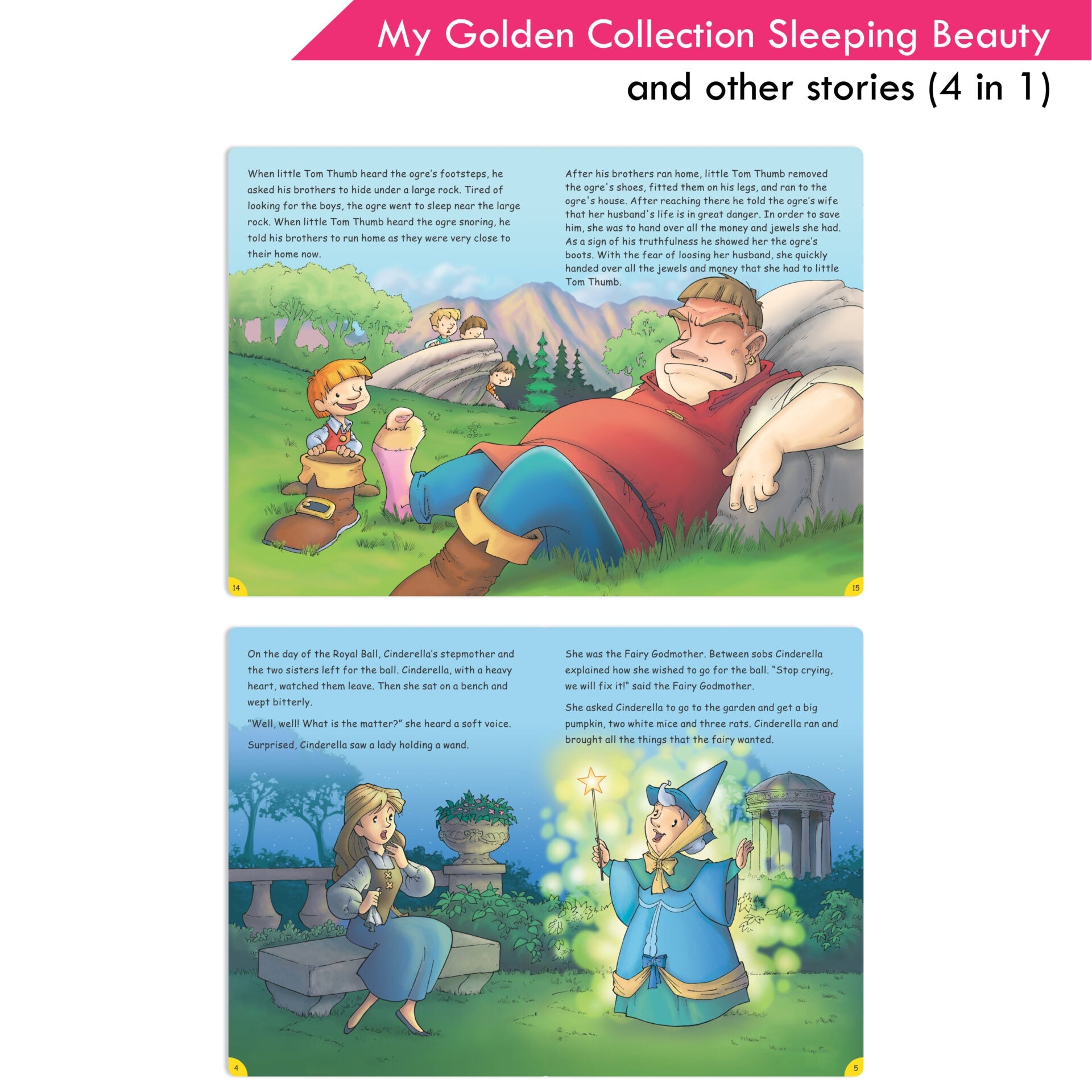 Jolly Kids My Golden Collection Volume 2 Sleeping Beauty and Other 4 in 1 Stories| Bedtime Story Book| Ages 2 - 8 Year | Grocsy