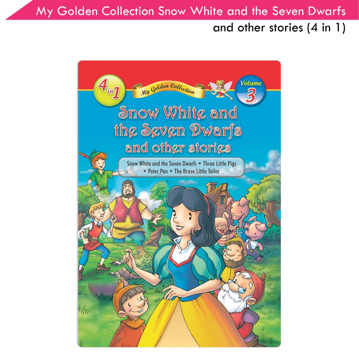Jolly Kids My Golden Collection Volume 3 Snow White & The Seven Dwarfs & Other 4 in 1 Bedtime Stories| Ages 3-8 Year | Grocsy