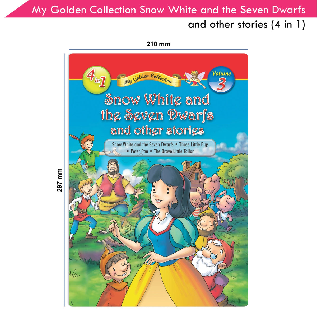 Jolly Kids My Golden Collection Volume 3 Snow White & The Seven Dwarfs & Other 4 in 1 Bedtime Stories| Ages 3-8 Year | Grocsy