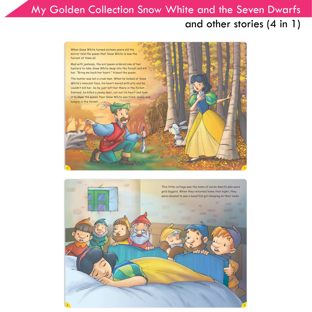 Jolly Kids My Golden Collection Volume 3 Snow White & The Seven Dwarfs & Other 4 in 1 Bedtime Stories| Ages 3-8 Year | Grocsy