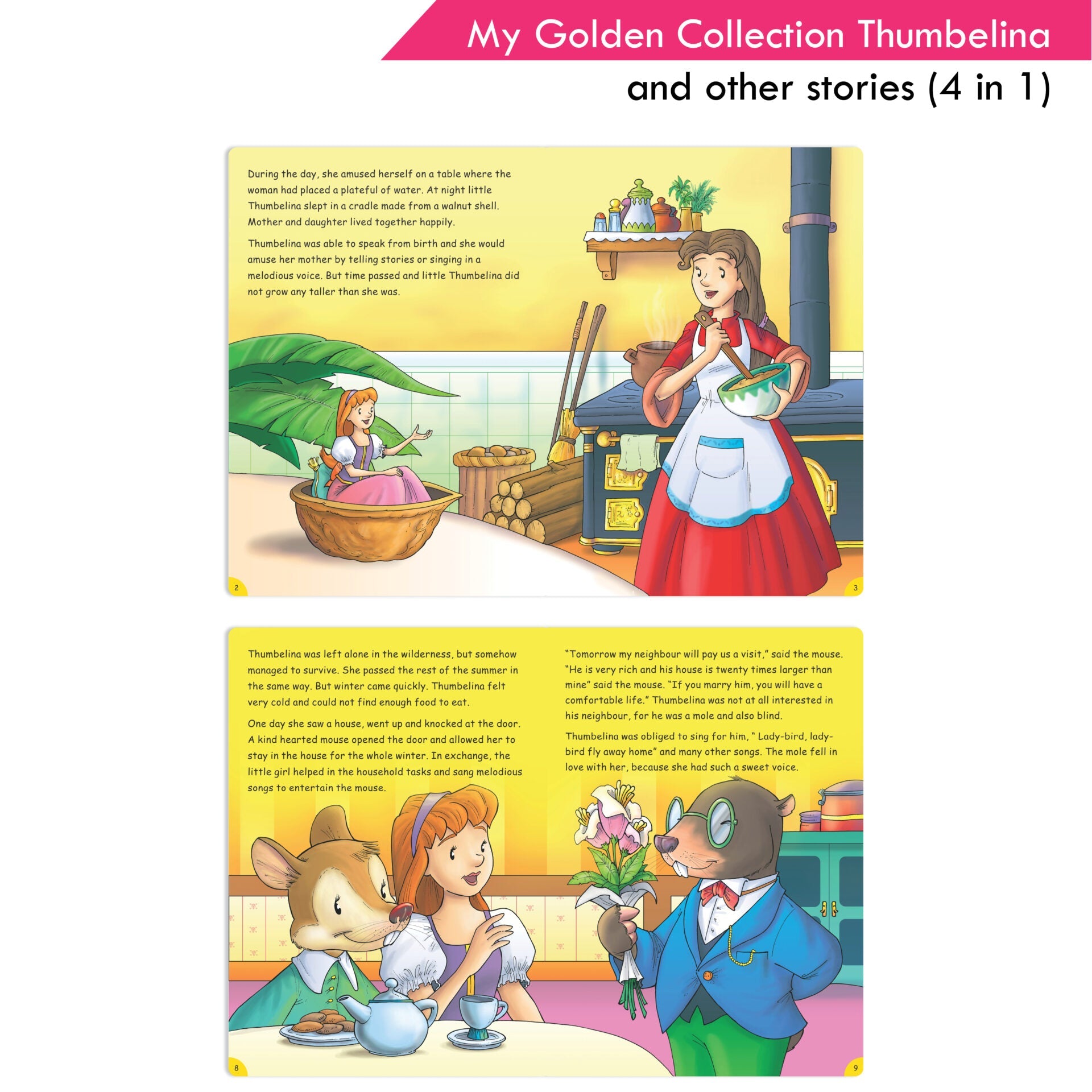 Jolly Kids My Golden Collection Volume 4 Thumbelina and Other 4 in 1 Stories| Bedtime Story Book for Kids Ages 3-8 Year | Grocsy