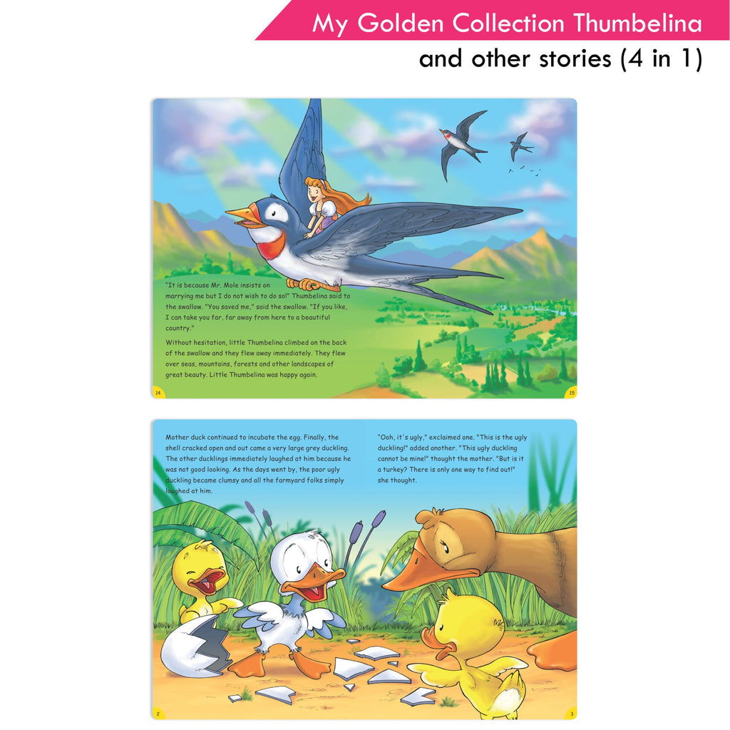 Jolly Kids My Golden Collection Volume 4 Thumbelina and Other 4 in 1 Stories| Bedtime Story Book for Kids Ages 3-8 Year | Grocsy