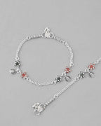 VOJ Set of 2 Traditional Flower Shaped Designer Anklet | Grocsy