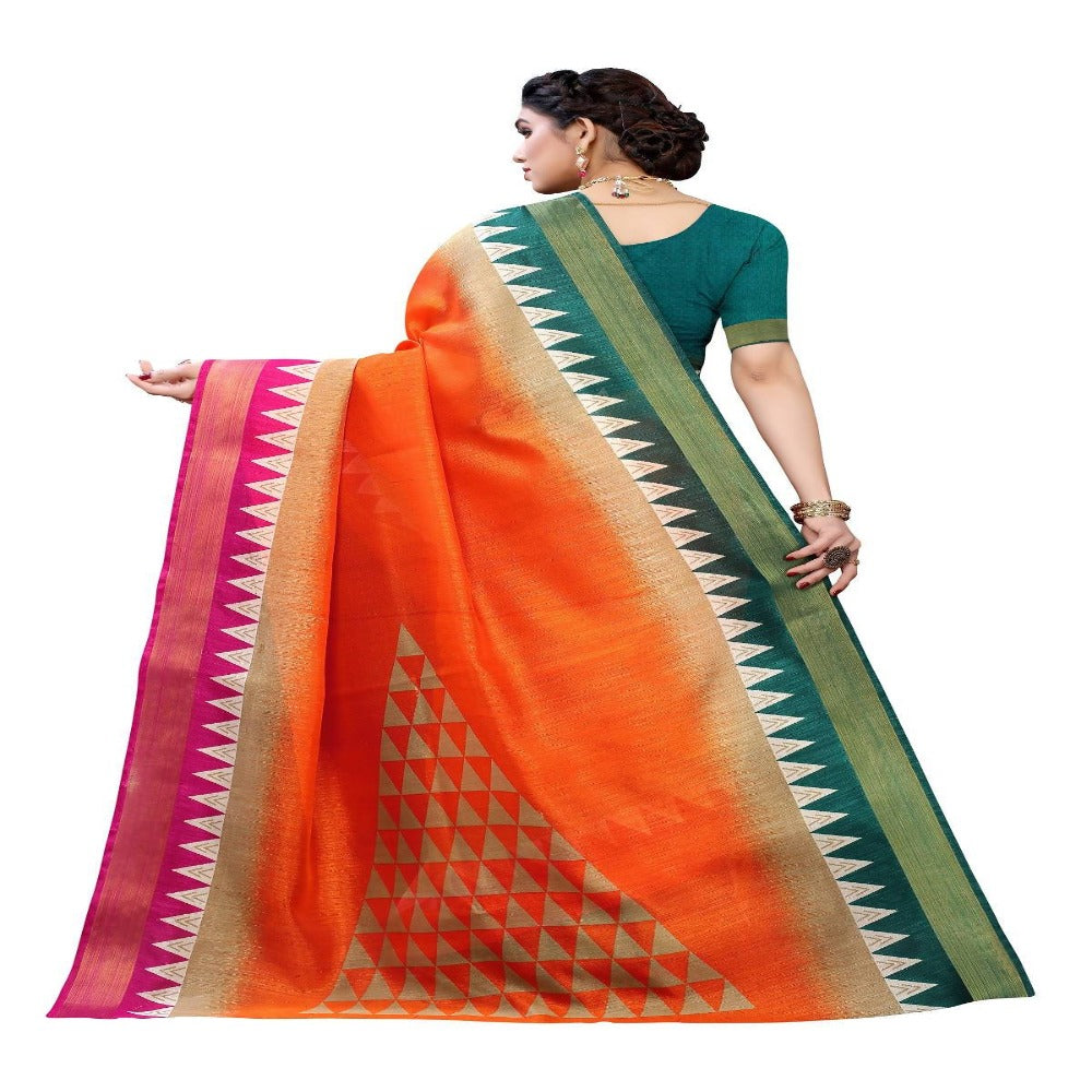 Vamika Orange Linen Jari Border Saree (GUNJAN Orange) | Grocsy