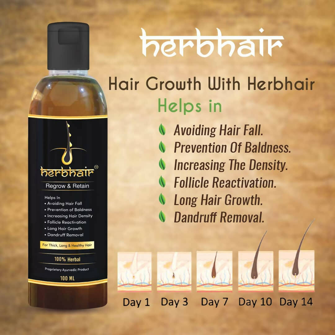 HerbHair Pure Herbal Regrow and Retain Hair Oil | Grocsy