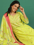 Sangria Pure Cotton Embroidered Kurta & Trouser With Dupatta | Grocsy