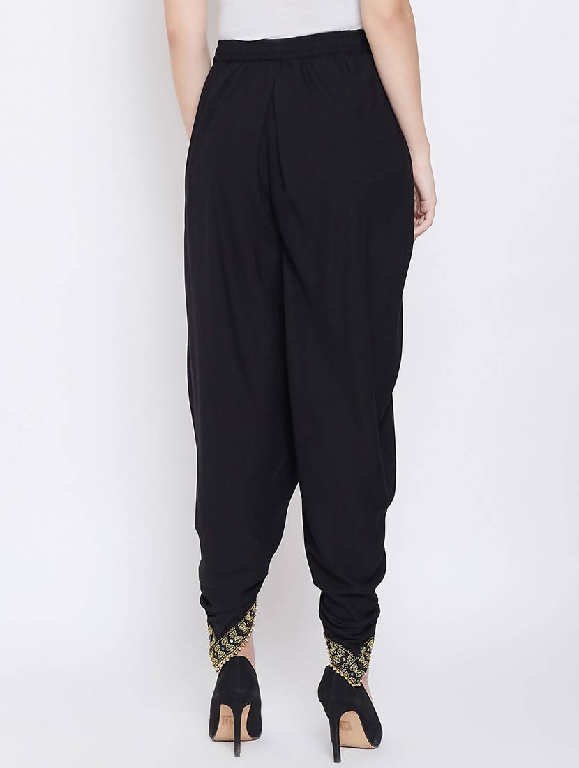 Indian Clothing Cheera Women’s Black Dhoti With Golden Lace | Grocsy