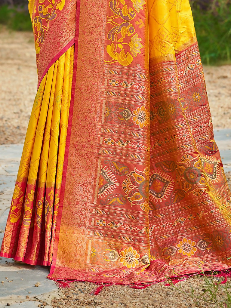 Shree Shyam Fashion Yellow Soft Silk Saree | Grocsy