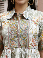 Off White Rayon Paisley Printed Top with Matching Bottom - Eesha | Grocsy