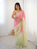 Pink Crunchy Silk Embroidery WorkParty Wear Saree - Lakshita | Grocsy