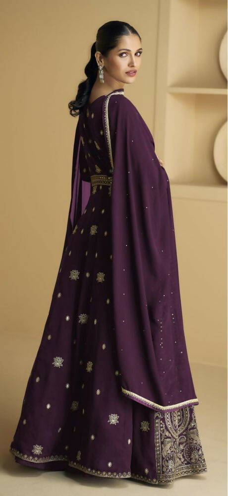 Vastranavya Purple Georgette Embroidered Sequins Work Anarkali Style A Line Suits | Grocsy