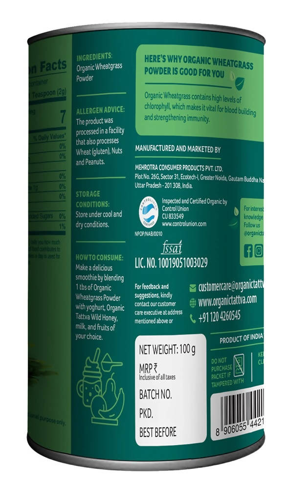 Organic Tattva Wheat Grass Powder | Grocsy