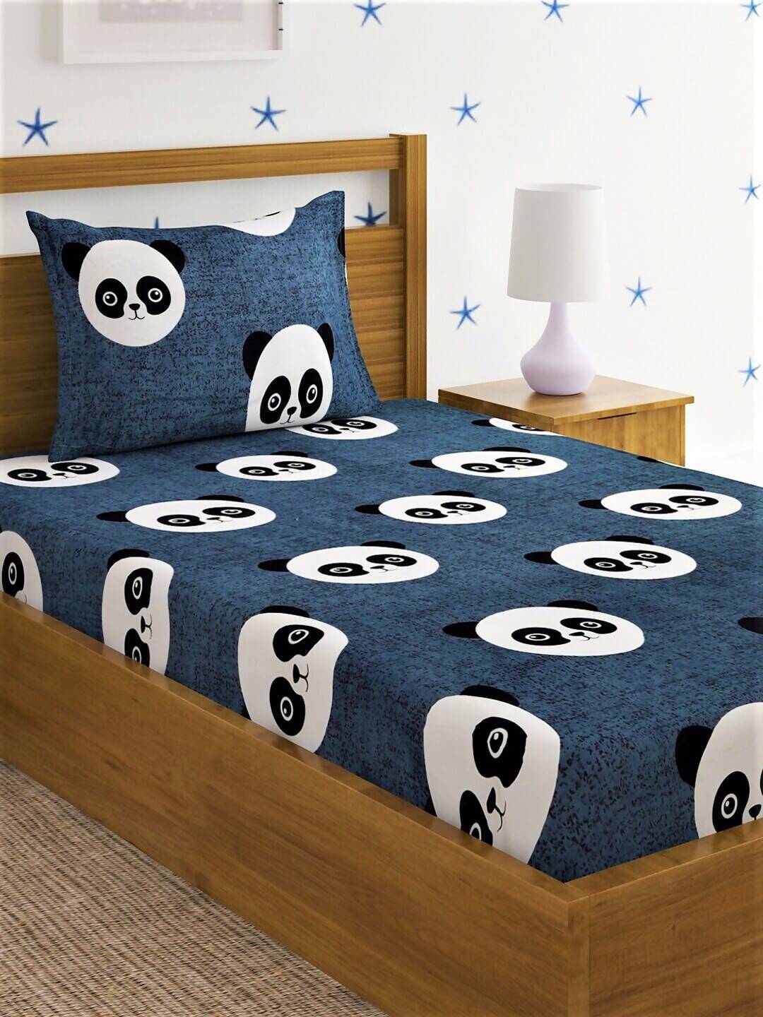 Home Sizzler Grey & White Graphic 144 TC Bedsheet with Pillow Covers | Grocsy