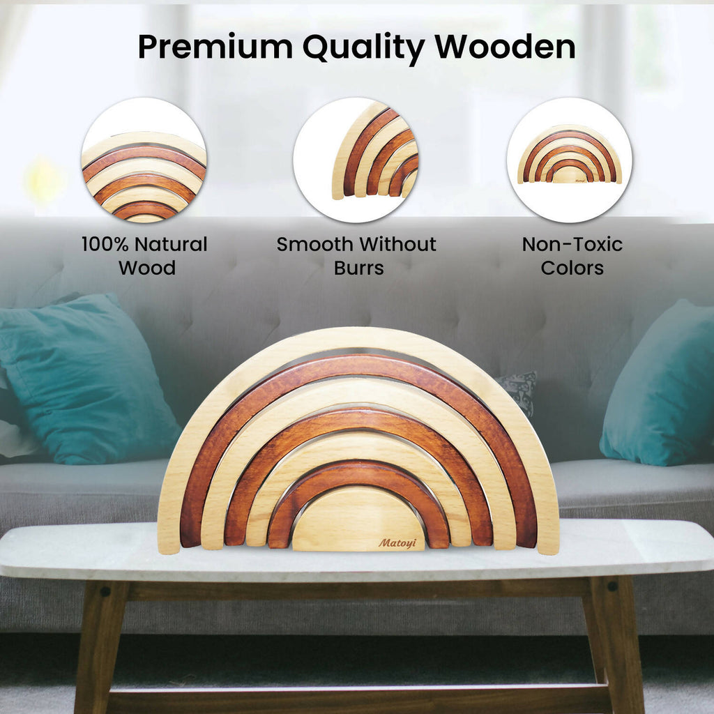 Matoyi Wooden Arch Shaped Stacker Multicolor - 7 Piece | Grocsy