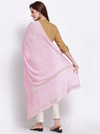 Myshka Women's Pink Cotton Silk Printed Casual Dupatta | Grocsy