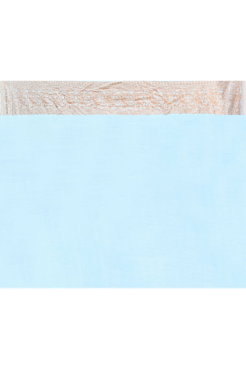 Joban Fashion Light Sky Blue Crepe Chiffon Pure Handloom Banarasi Silk Saree | Grocsy