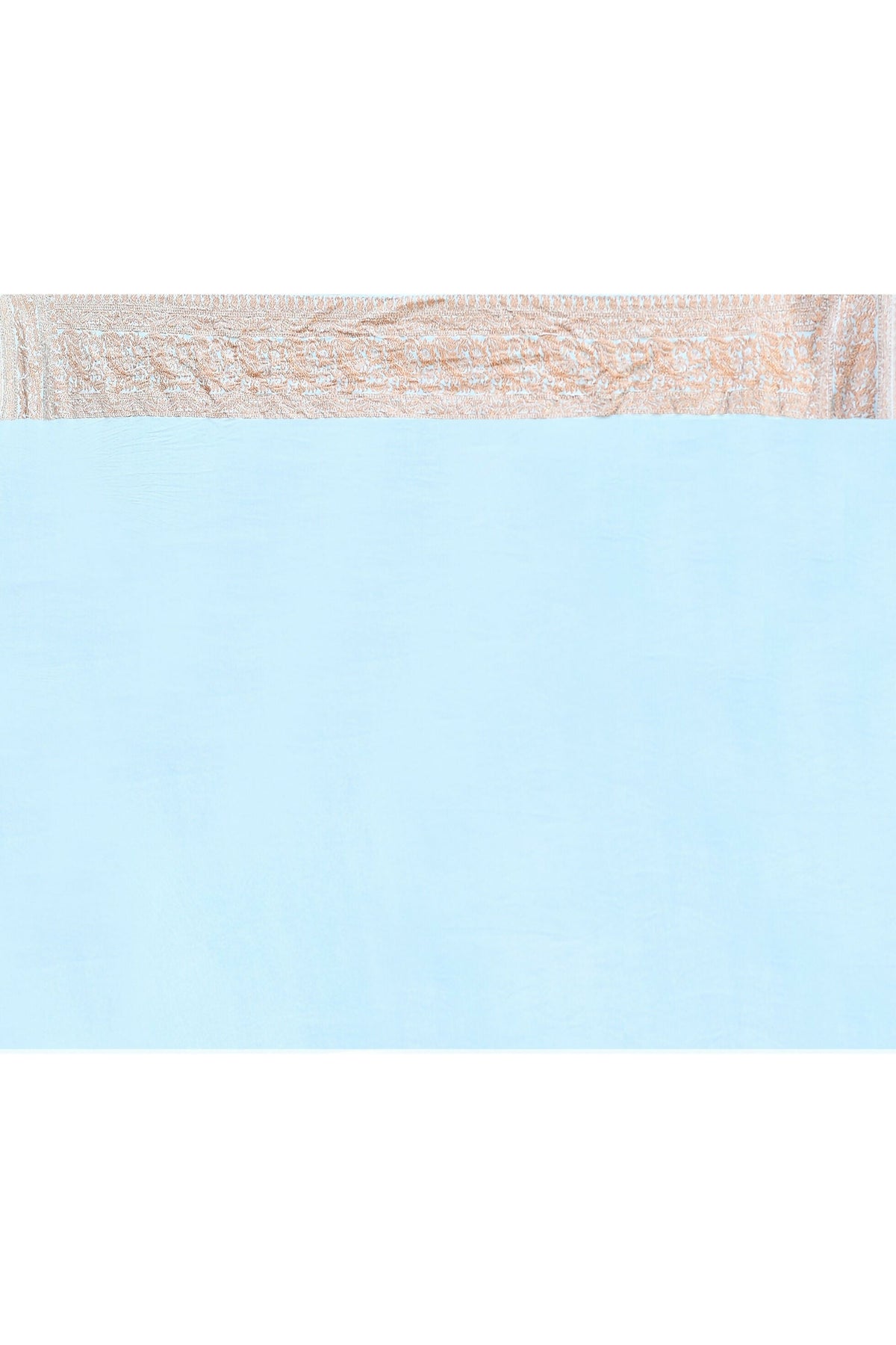 Joban Fashion Light Sky Blue Crepe Chiffon Pure Handloom Banarasi Silk Saree | Grocsy