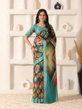 Shivam Fabrics Multi Color Linen Fabric Printed Saree | Grocsy