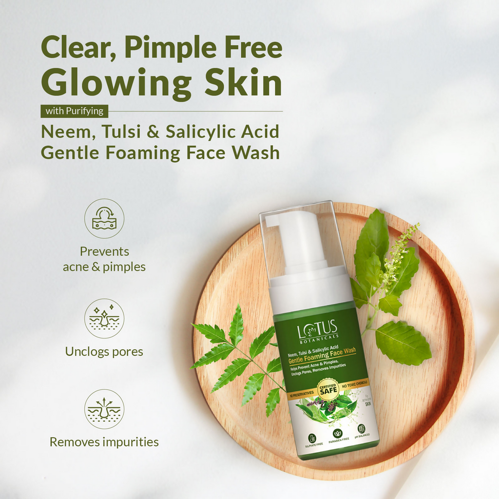 Lotus Botanicals Neem, Tulsi & Salicylic Acid Gentle Foaming Face Wash | Grocsy