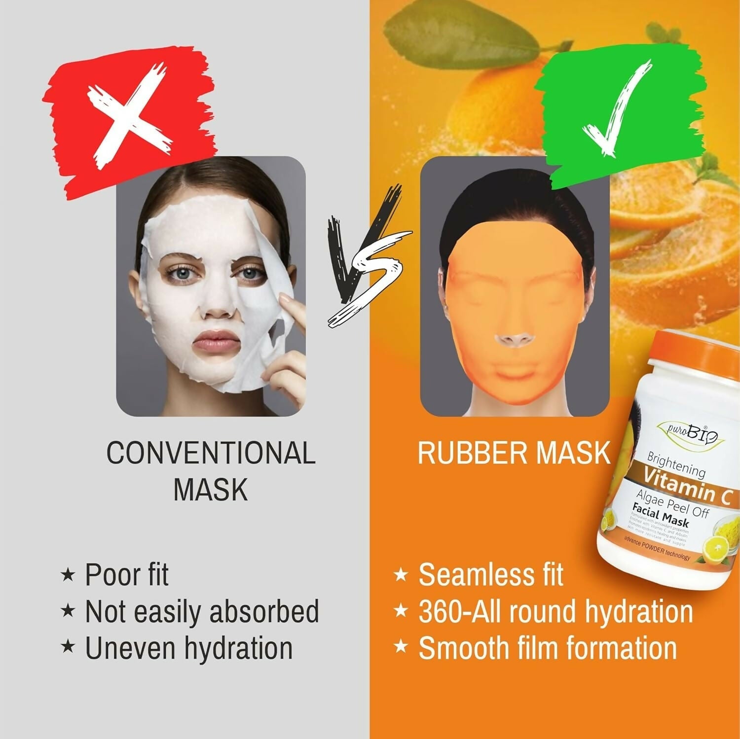Purobio Algae Peel off Face Mask Brightening Vitamin C Facial Mask | Grocsy
